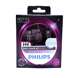Лампа галогеновая Philips H4 12V 60/55W ColorVision Purple