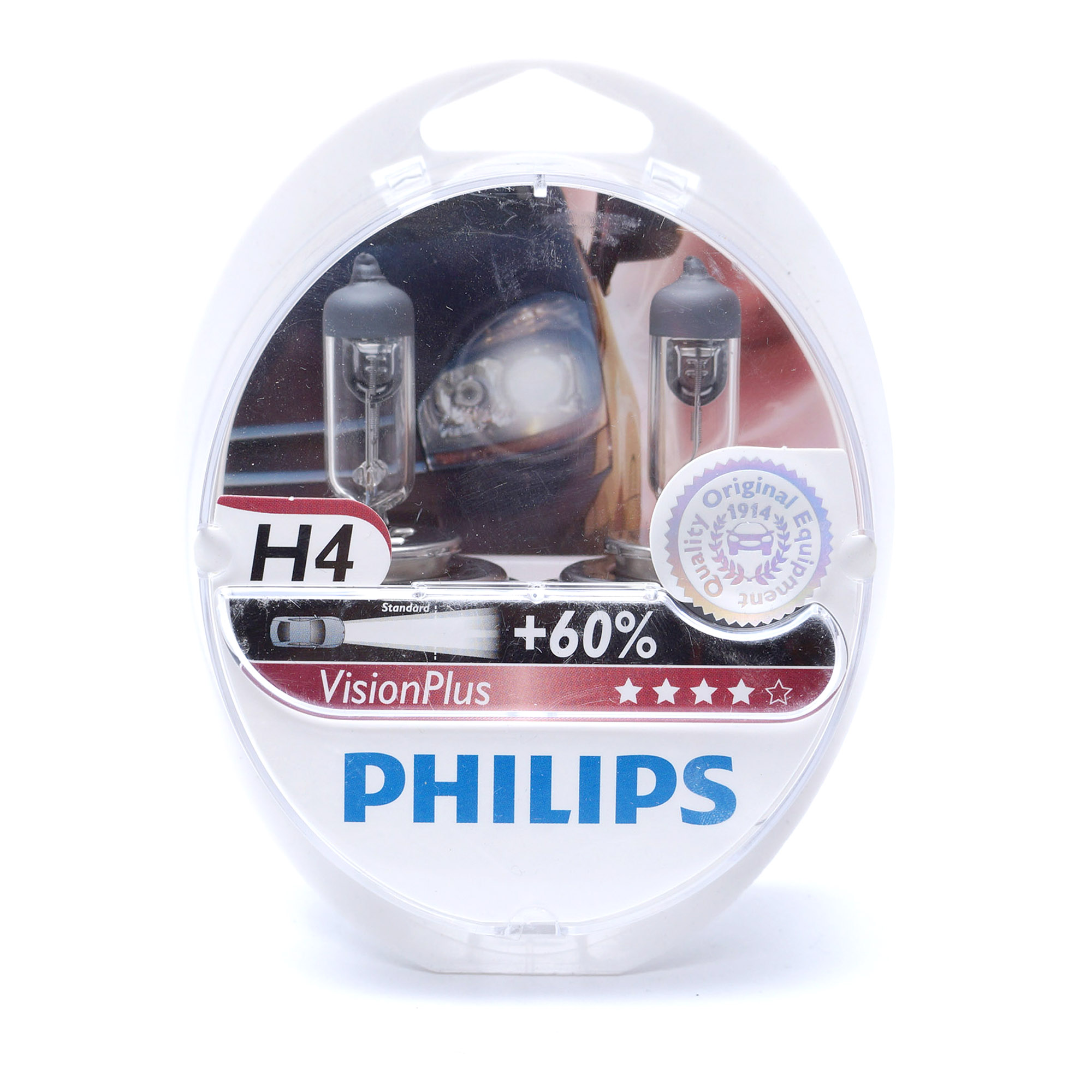 Купить Лампа галогеновая philips H4 12V 60/55W P43t VisionPlus+60% 2шт ...
